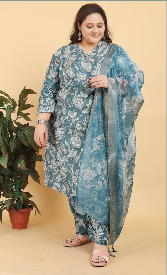 Grey Premium Lichi Viscose Handwork Classic Salwar Suit