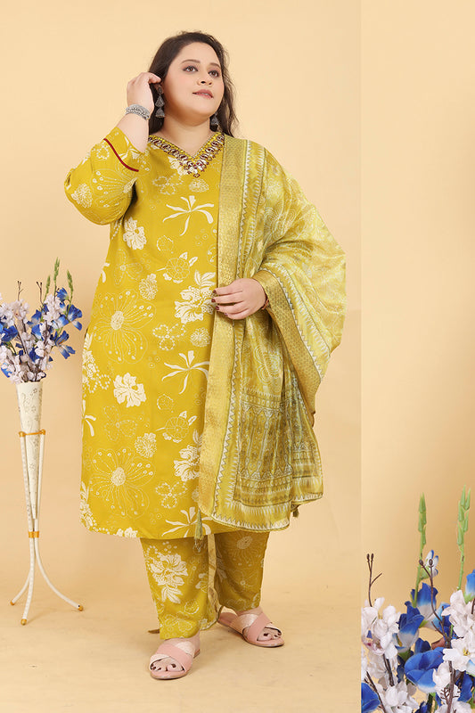 Mustard Premium Rayon Handwork Classic Salwar Suit