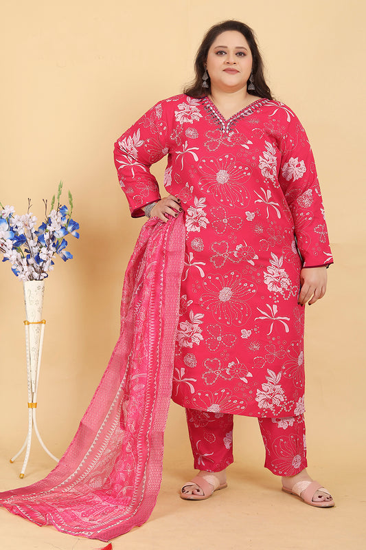 Pink Premium Rayon Handwork Classic Salwar Suit