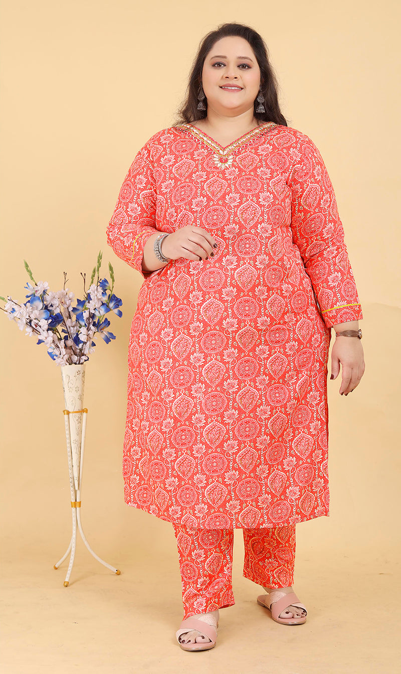 Light Red Premium Rayon Handwork Classic Salwar Suit