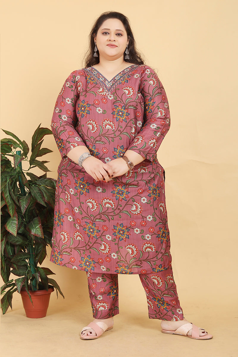 Dark Peach Premium Lichi Viscose Handwork Classic Salwar Suit