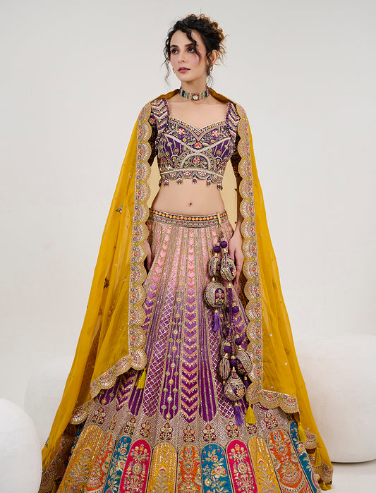Multi Colour Silk Embroidery Readymade Lehenga Choli With Dupatta