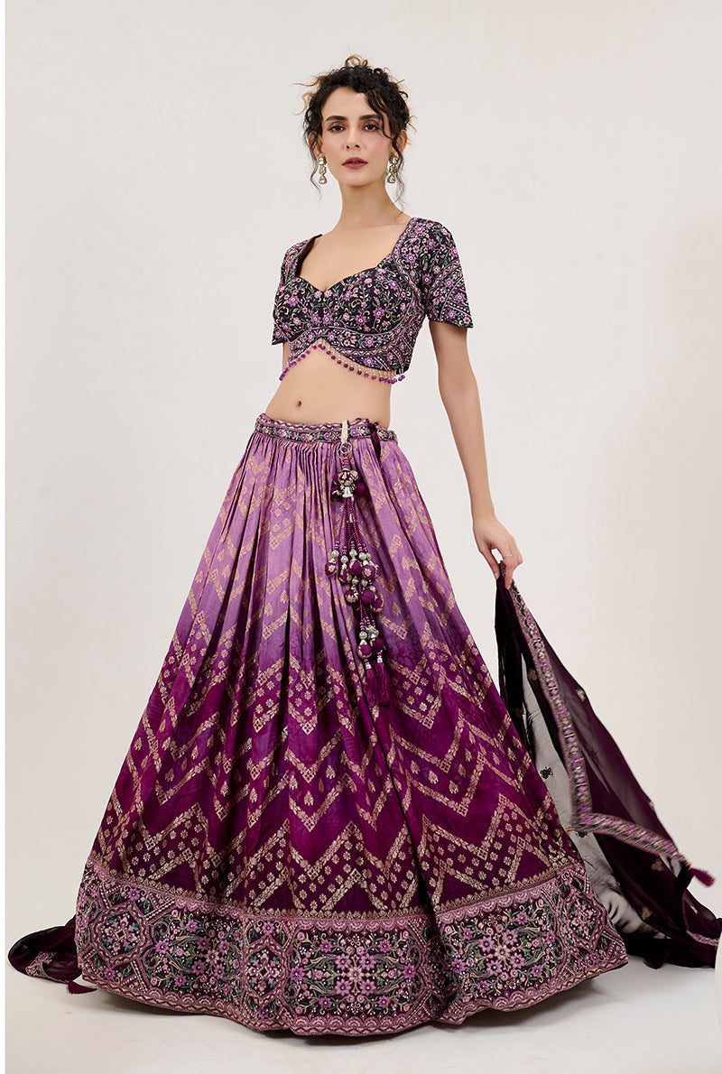 Purple Jacquard Embroidered Readymade Lehenga Choli