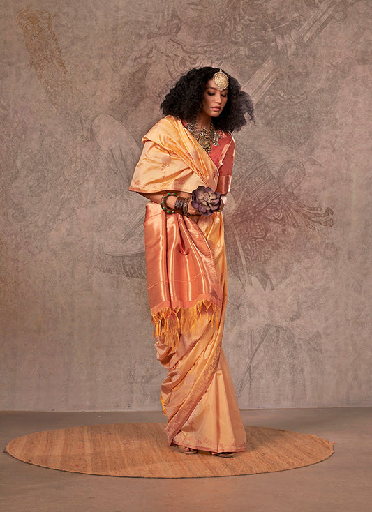 Cream Dual-Shade Silk Saree with Designer Contrast Pallu