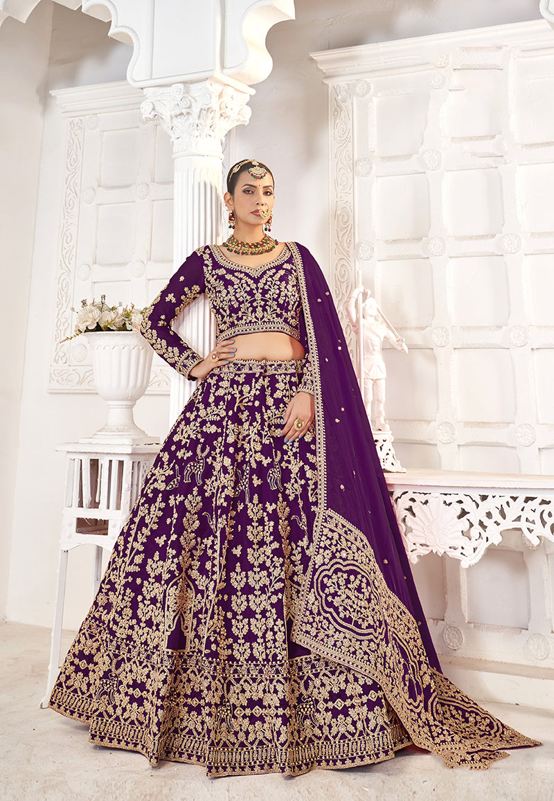Jimmy Chu Embroidery Zari Purple Trendy Lehenga Choli
