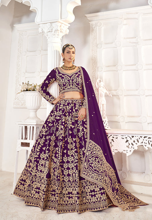 Jimmy Chu Embroidery Zari Purple Trendy Lehenga Choli