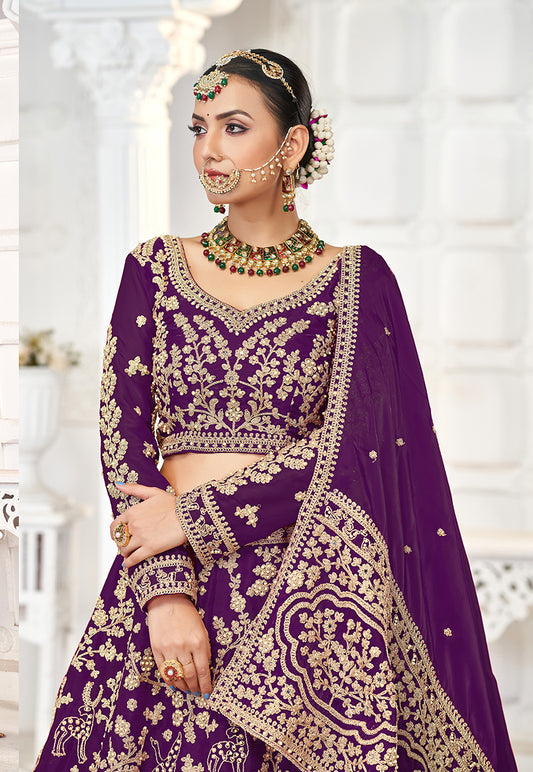 Jimmy Chu Embroidery Zari Purple Trendy Lehenga Choli