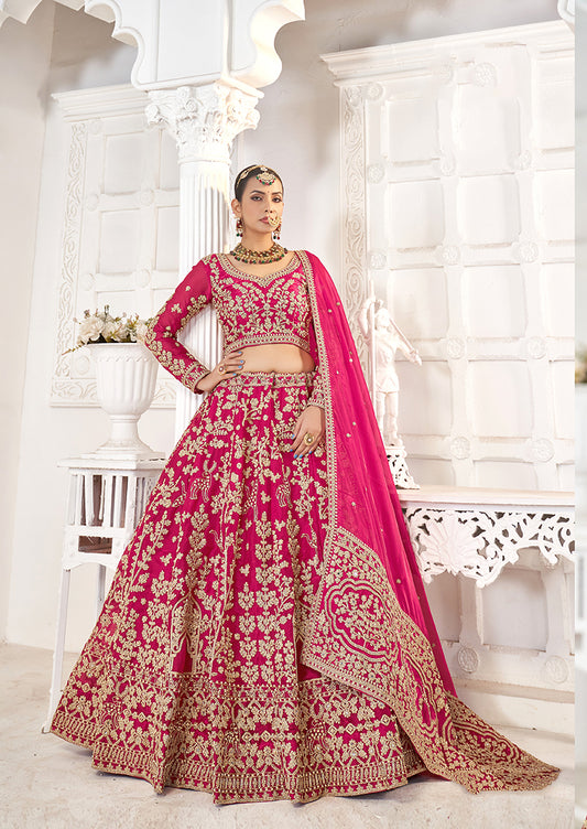 Jimmy Chu Embroidery Zari Rani Pink Trendy Lehenga Choli