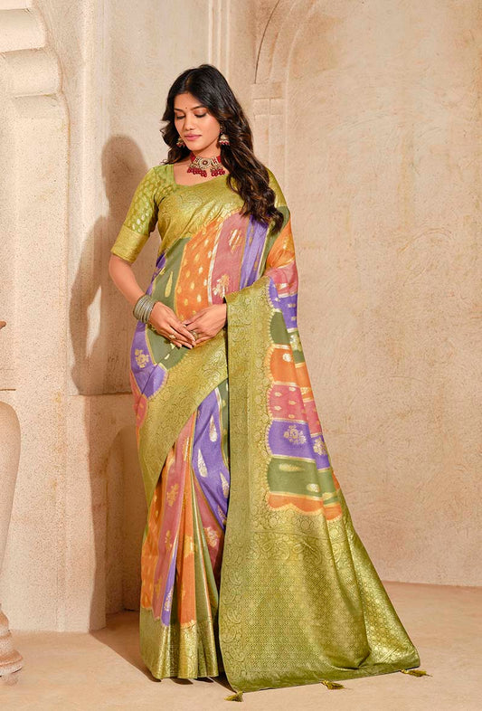 Light Green Silk Zari Weaving Classic Saree
