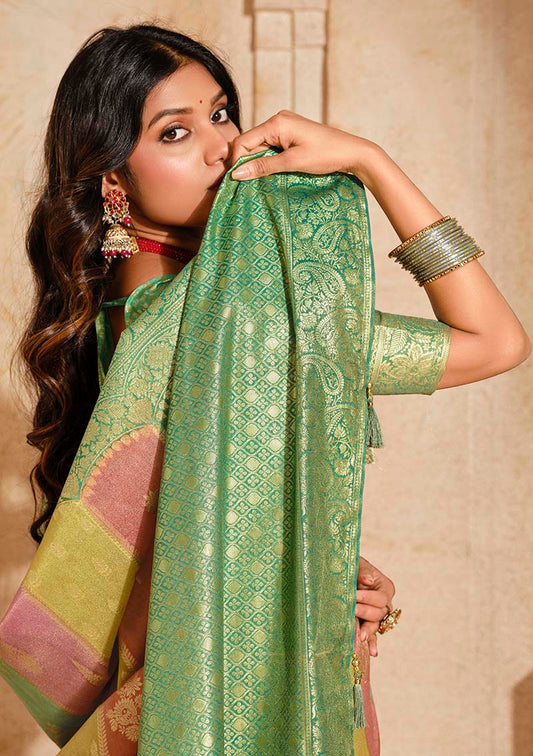 Turquoise Silk Zari Weaving Classic Saree