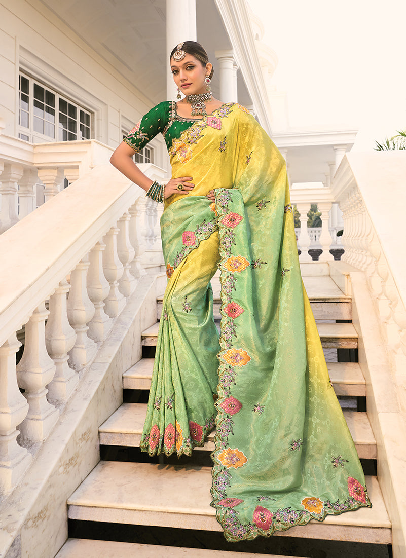  Crepe Jacquard Silk Cut-Dana & Thread Work Saree