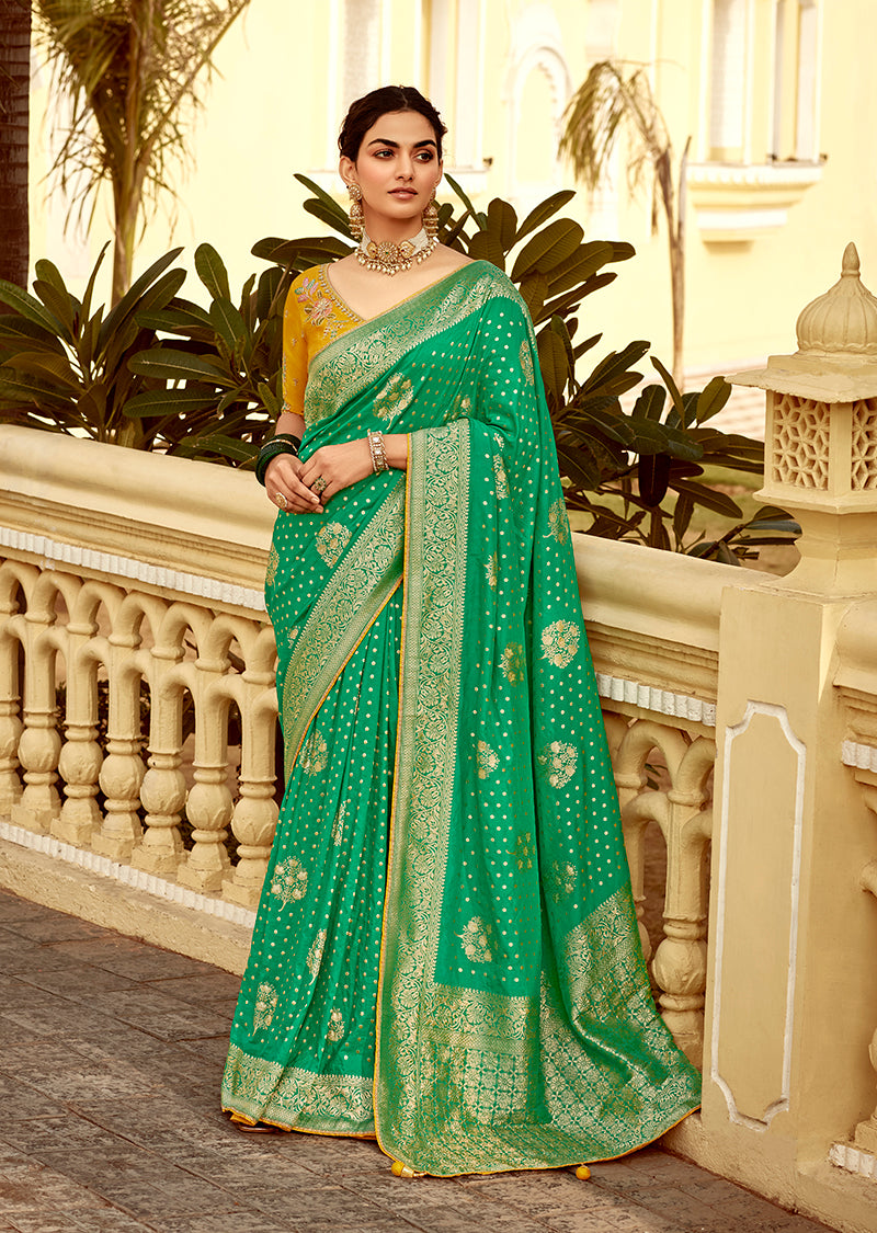 Green Traditional Zari Woven Dola Silk Saree