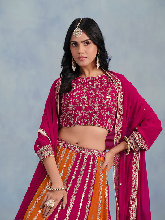Rani Pink Faux Georgette Festival Wear Lehenga Choli