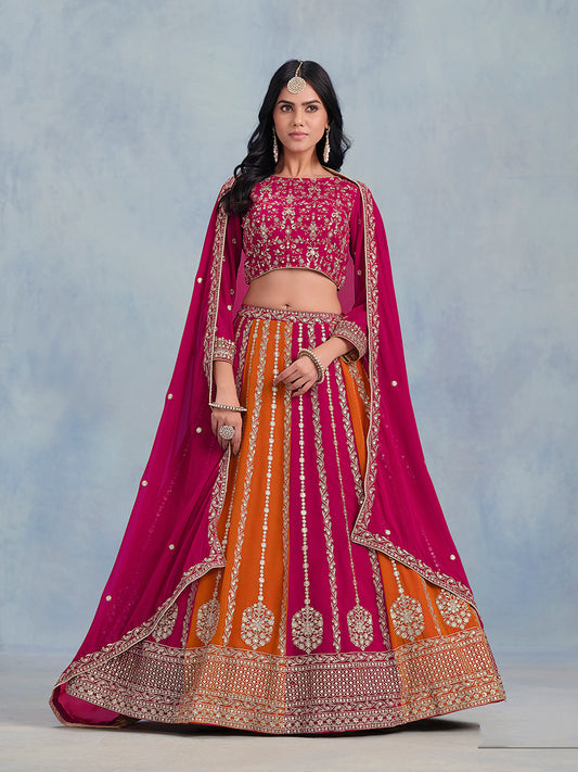 Rani Pink Faux Georgette Festival Wear Lehenga Choli
