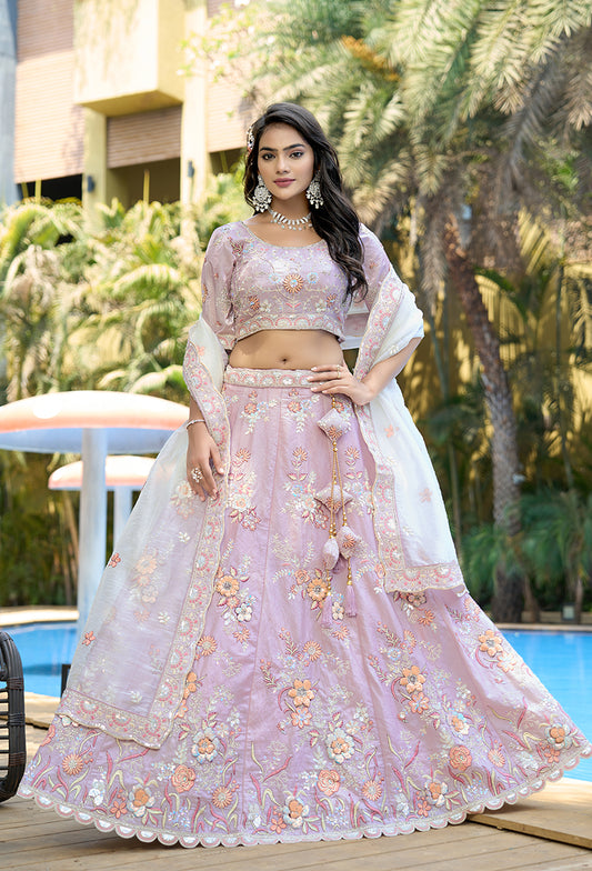 Fendy Silk Embroidered Light Pink Designer Lehenga Choli
