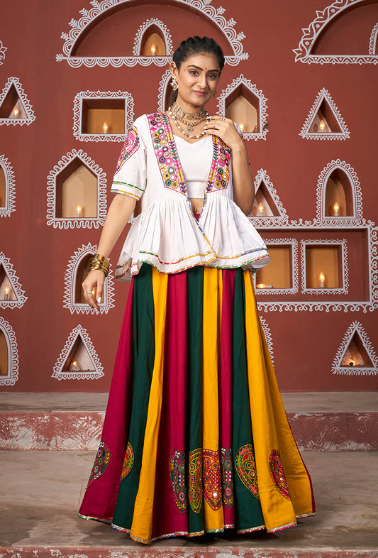 Multicolor Viscose Rayon Readymade Koti Style Lehenga