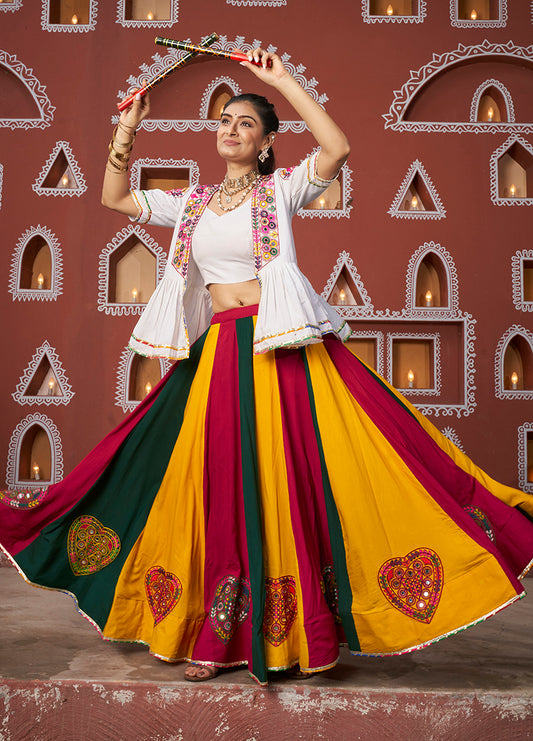 Multicolor Viscose Rayon Readymade Koti Style Lehenga
