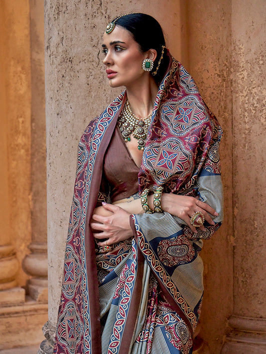 Paisley Print Multicolour Silk Blend Trendy Saree