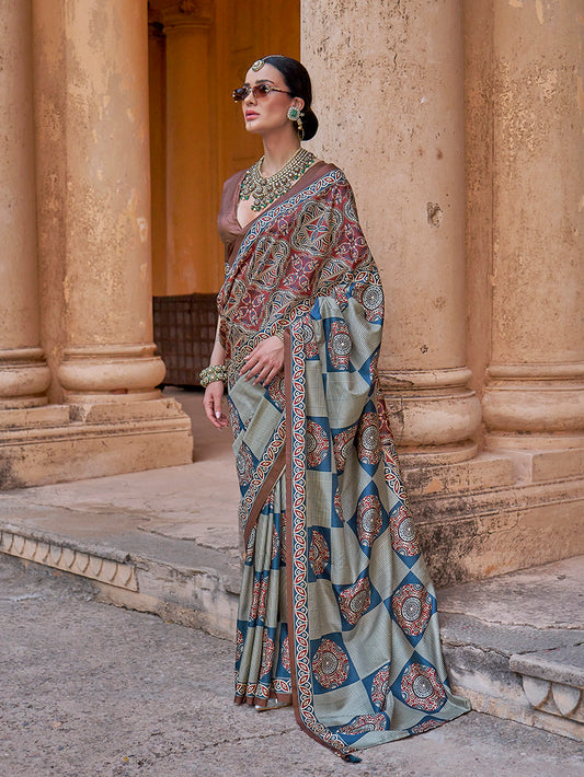 Paisley Print Multicolour Silk Blend Trendy Saree