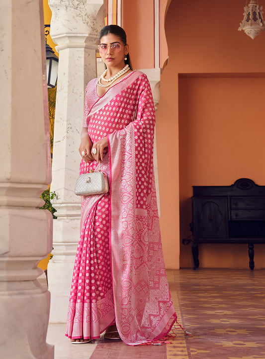 Pink Weaving Georgette Party Contemporary Saree