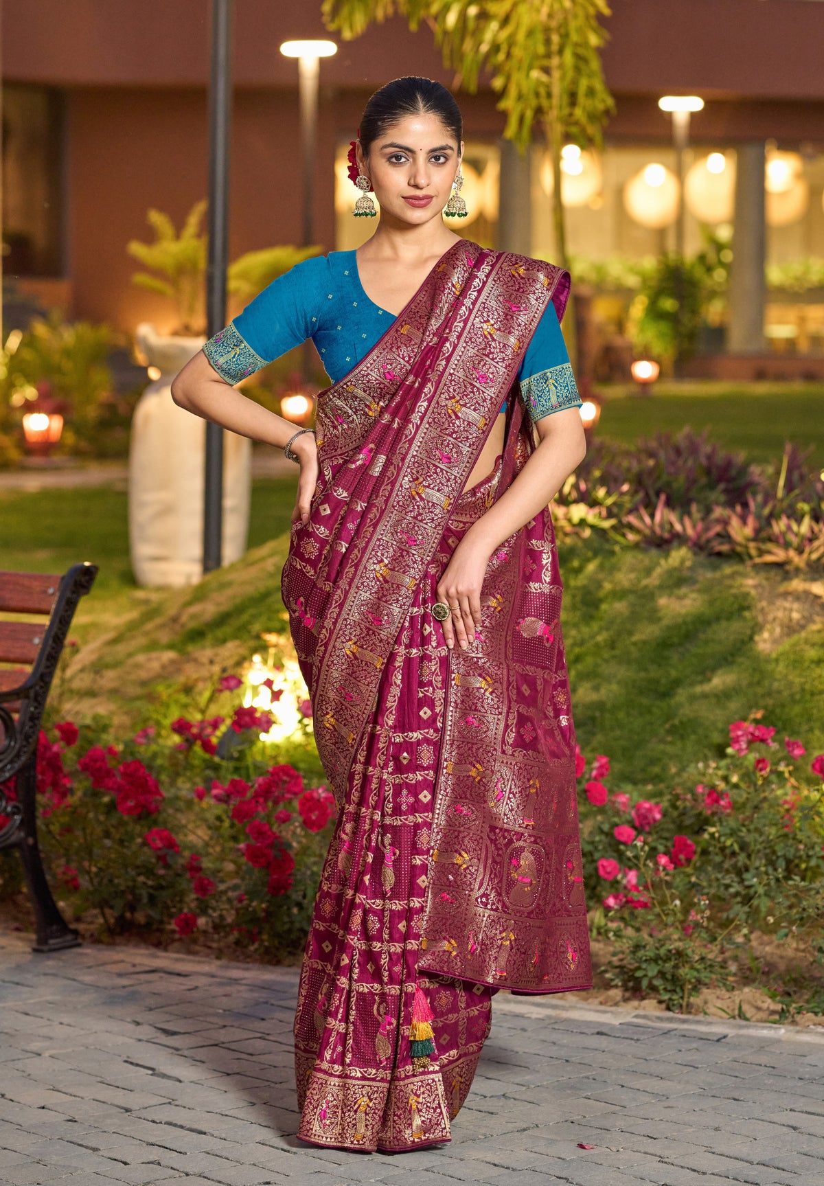 Dark Pink Color Dola Silk Gharchola Design Rich Pallu Work Saree