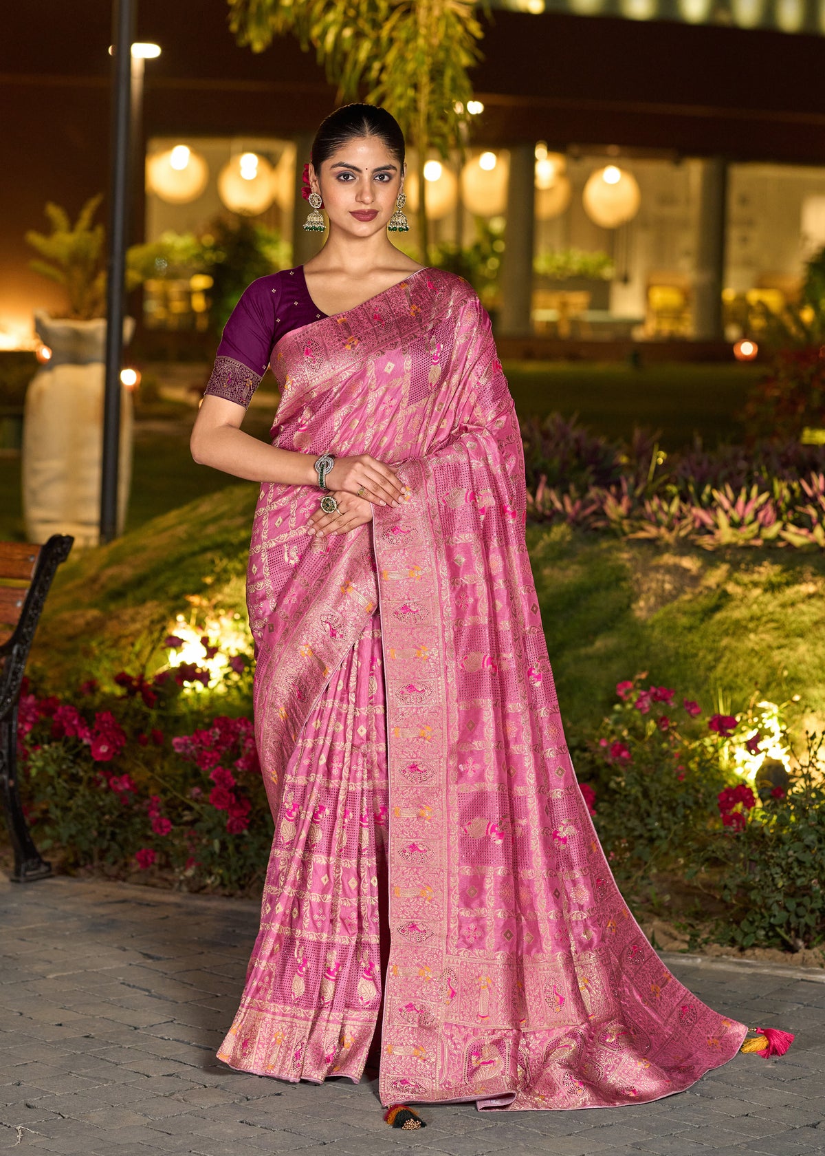 Light Pink Color Dola Silk Gharchola Design Rich Pallu Work Saree