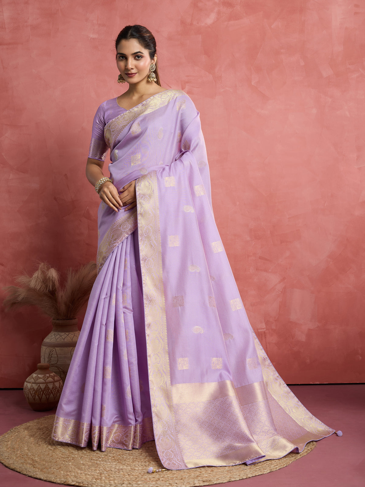 Light Lilac Soft Silk Weaving Ceremonial Classic Saree