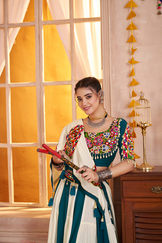 Multi Colour Viscose Cotton Kutchi patch work Readymade Lehenga Choli