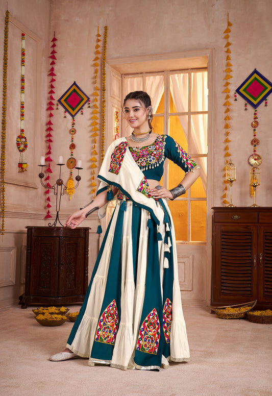 Multi Colour Viscose Cotton Kutchi patch work Readymade Lehenga Choli