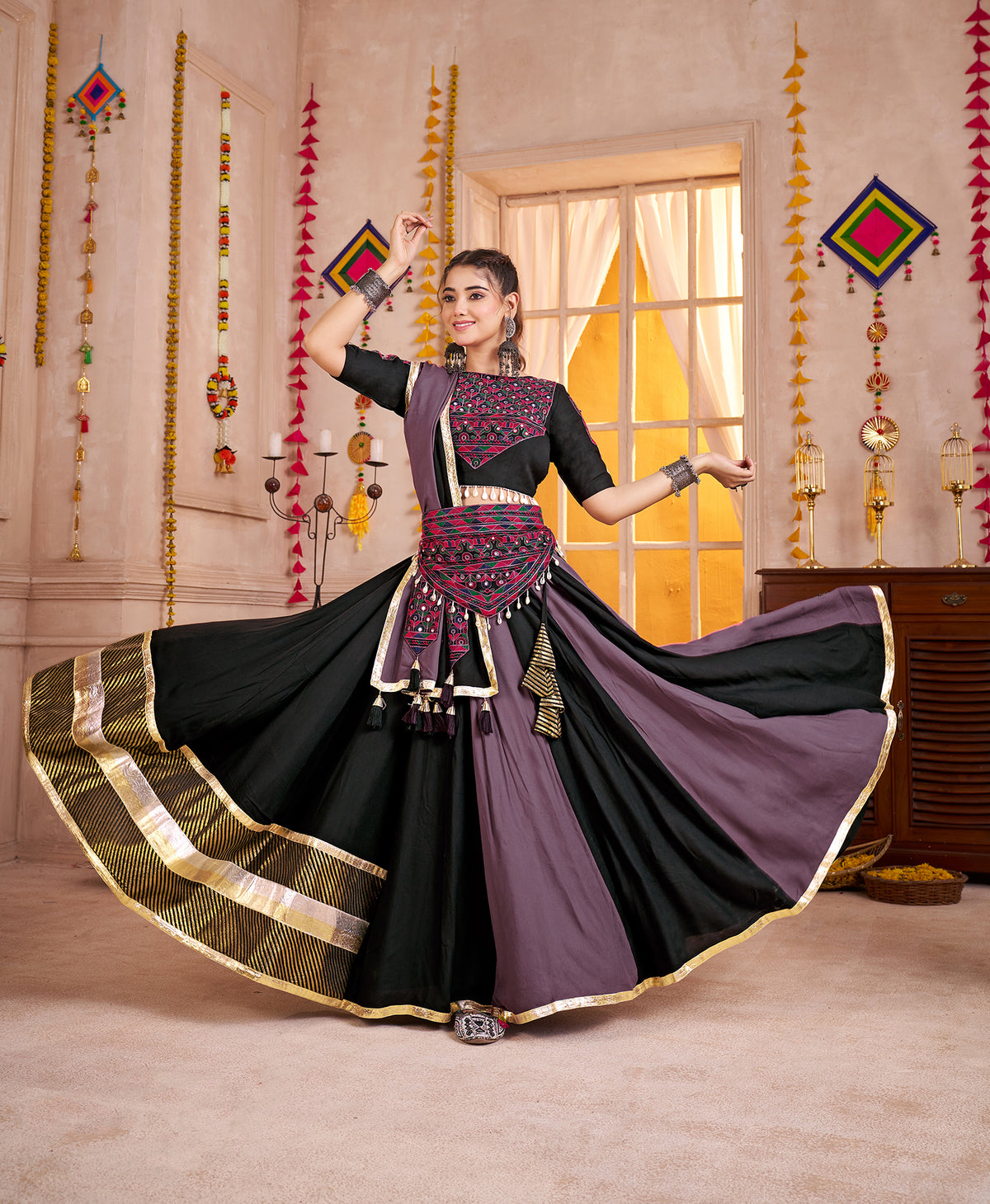 Multicolor Viscose Cotton Navratri Chaniya Choli for Festival