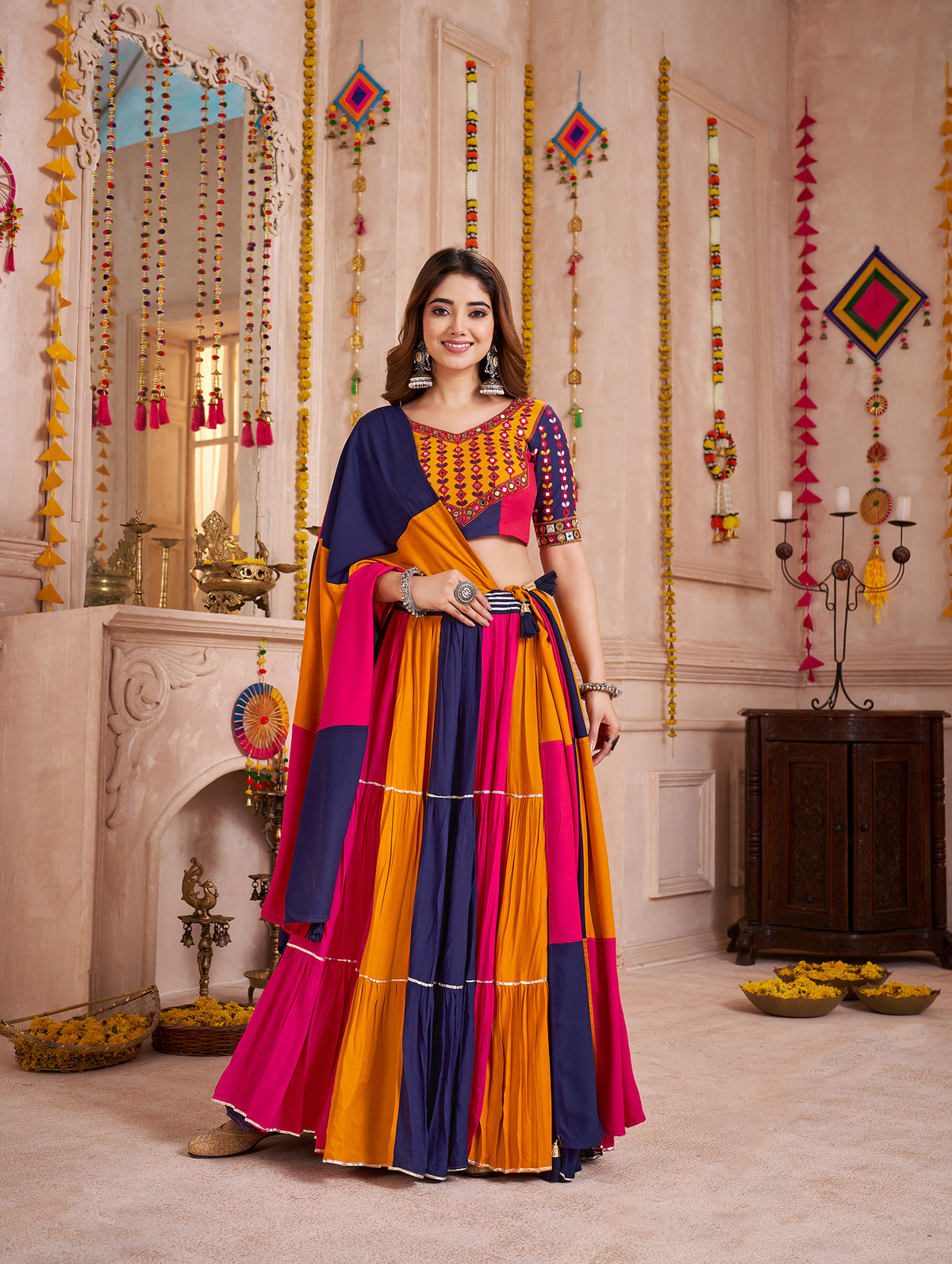Colorful Designer Viscose Cotton Navratri Chaniya choli set