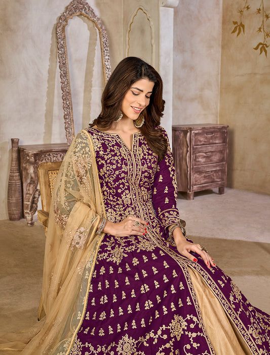 Purple Color Art Silk Embroidered Anarkali Salwar Kameez