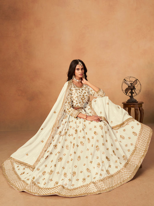 Embroidered White Organza Trendy Lehenga Choli