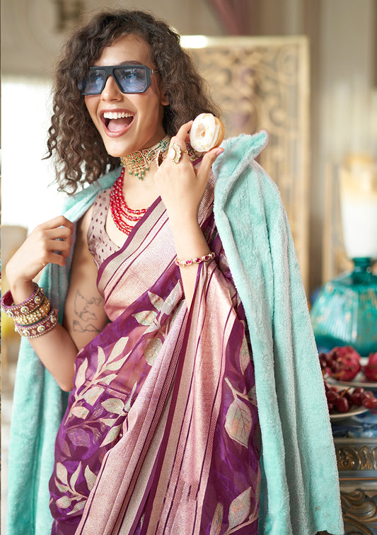 Georgette Classic Saree with Fancy Work for Ceremonial in Purple