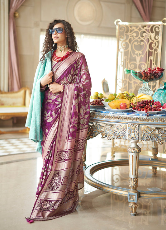 Georgette Classic Saree with Fancy Work for Ceremonial in Purple