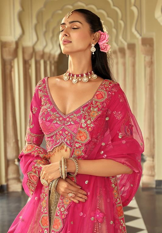 Readymade Lehenga Choli Heavy Work Embroidered Silk in Olive green