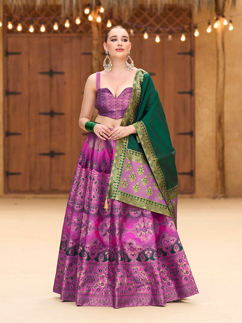 Designer Lehenga Choli Jacquard Kanjiwaram silk in Purple