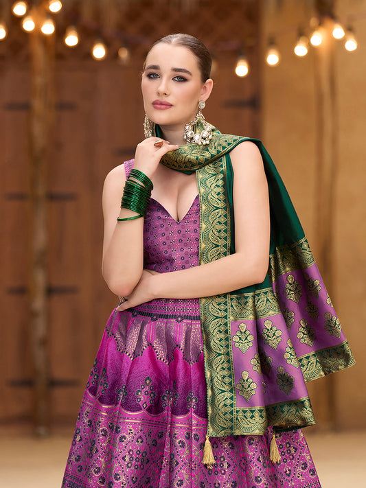 Designer Lehenga Choli Jacquard Kanjiwaram silk in Purple
