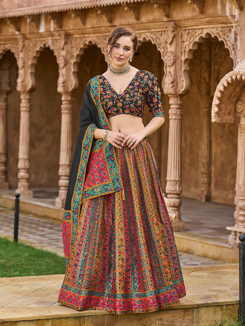 Multi color Jacquard Designer Lehenga Choli For Festival