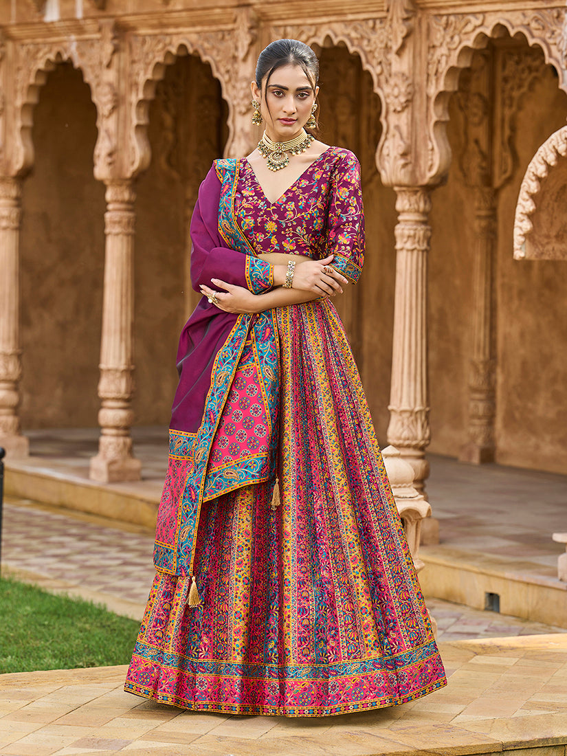 Wine color Jacquard Designer Lehenga Choli For Festival