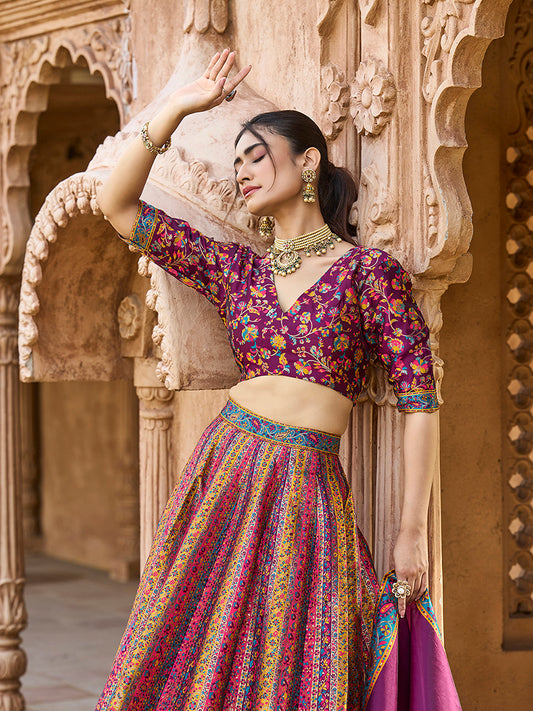 Wine color Jacquard Designer Lehenga Choli For Festival
