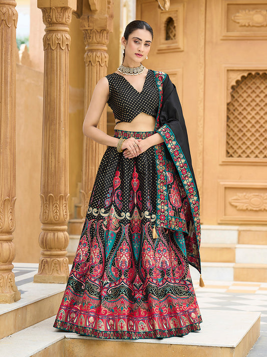 Charming Black color Jacquard Lehenga choli with Dupatta