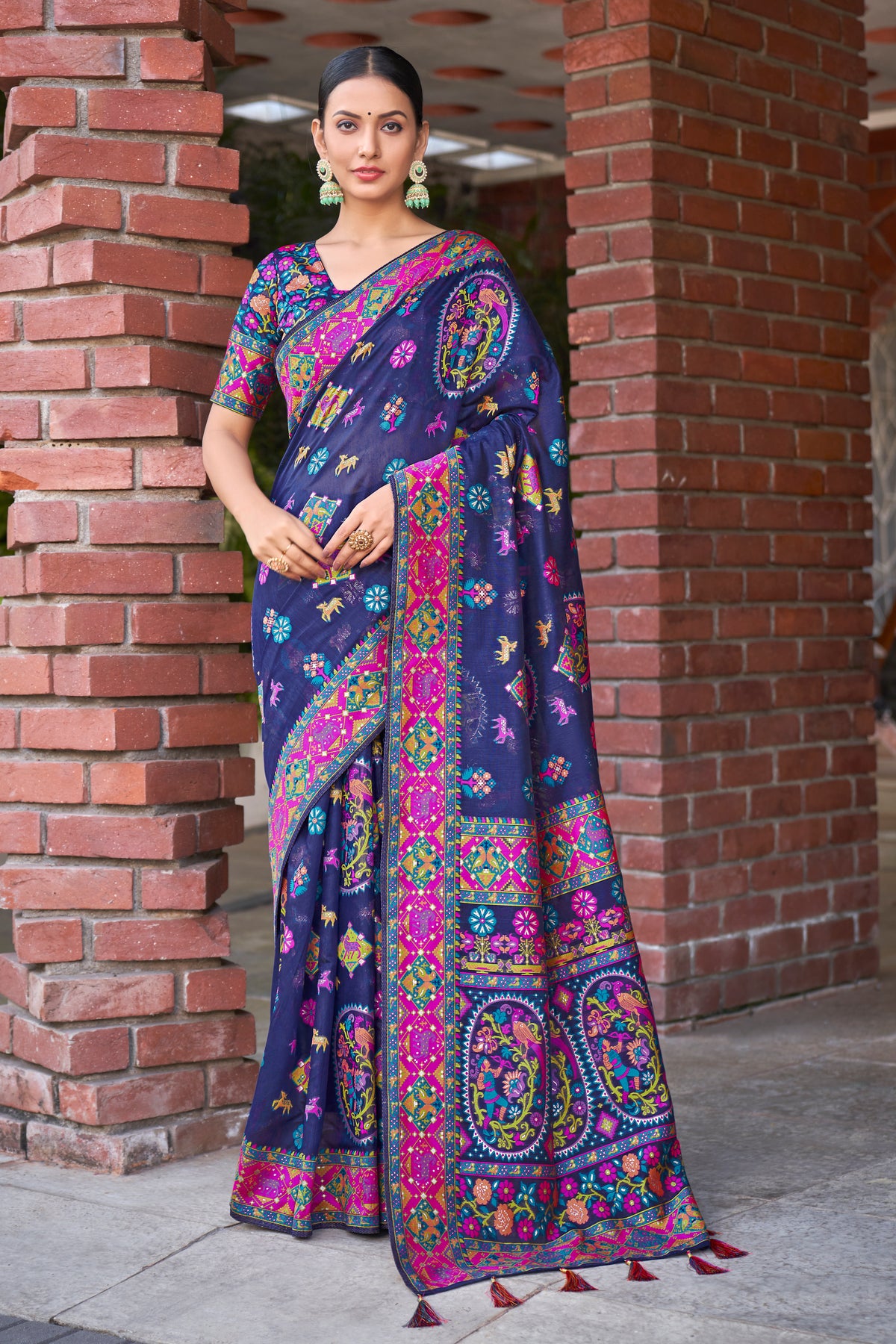 Blue Cotton Silk Zari Woven Exquisite Saree