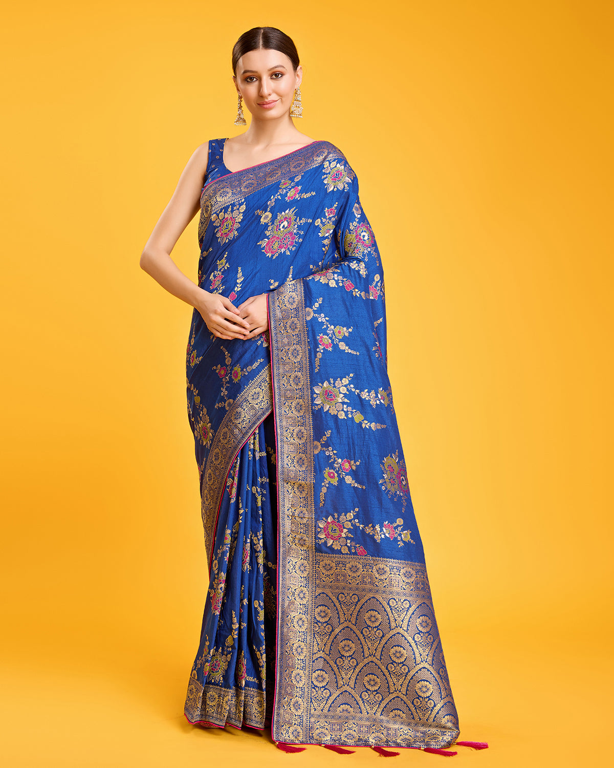 Yellow Banarasi Viscose Silk Gorgeous Saree - Monjolika Fashion