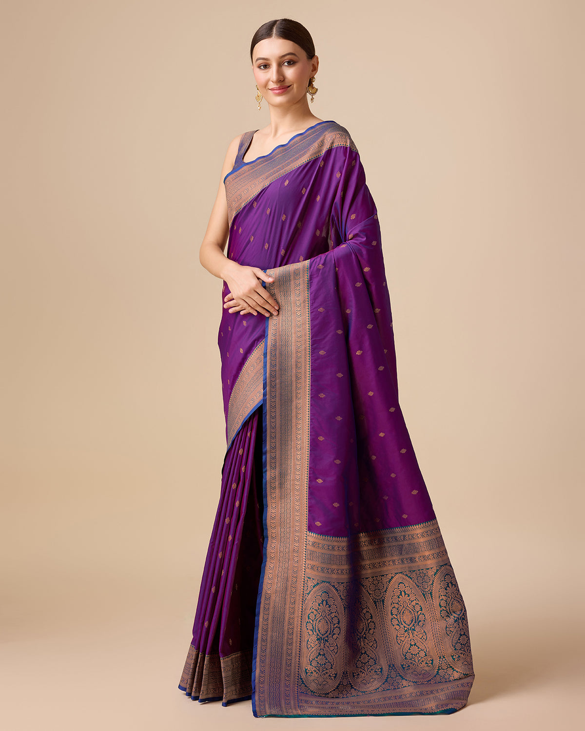 Dark Purple Banarasi Silk Intricate Zari Work Saree