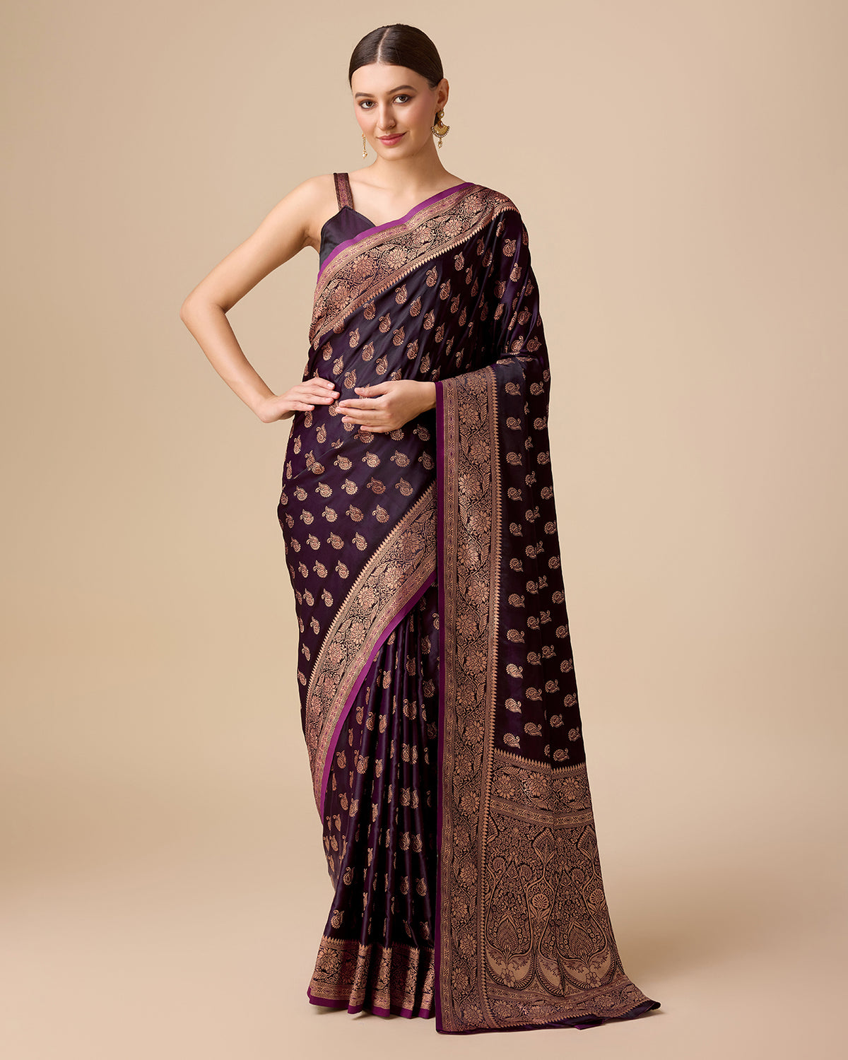Dark Green Banarasi silk Weaving Zari Work Saree