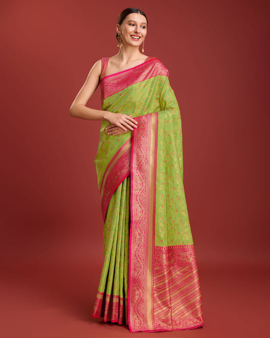 Green Banarasi silk Weaving Designer Saree