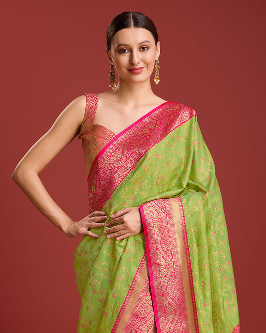 Green Banarasi silk Weaving Designer Saree