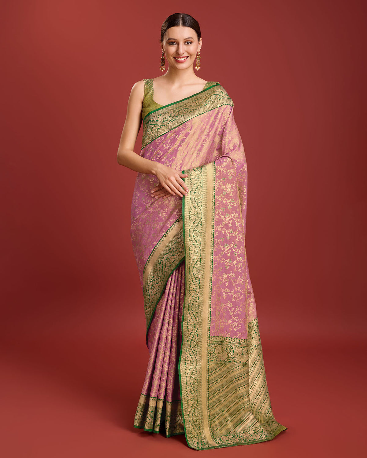 Yellow Banarasi silk Weaving Designer Saree - Monjolika Fashion