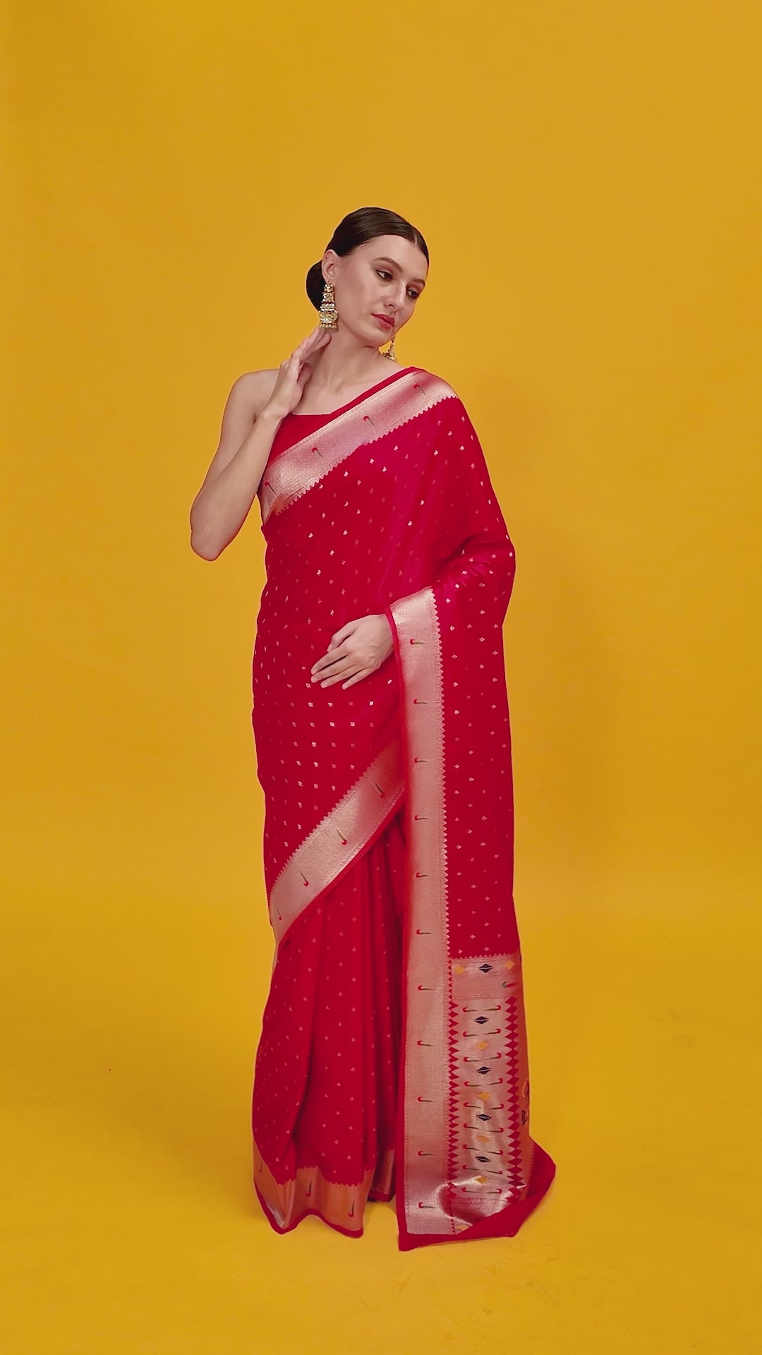 Dark Pink Paithani Silk Weaving Traditional Saree